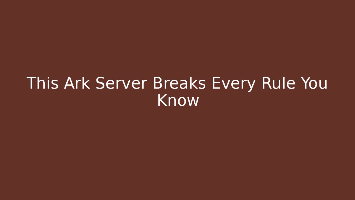 This Ark Server Breaks Every Rule You Know - Critter Realm