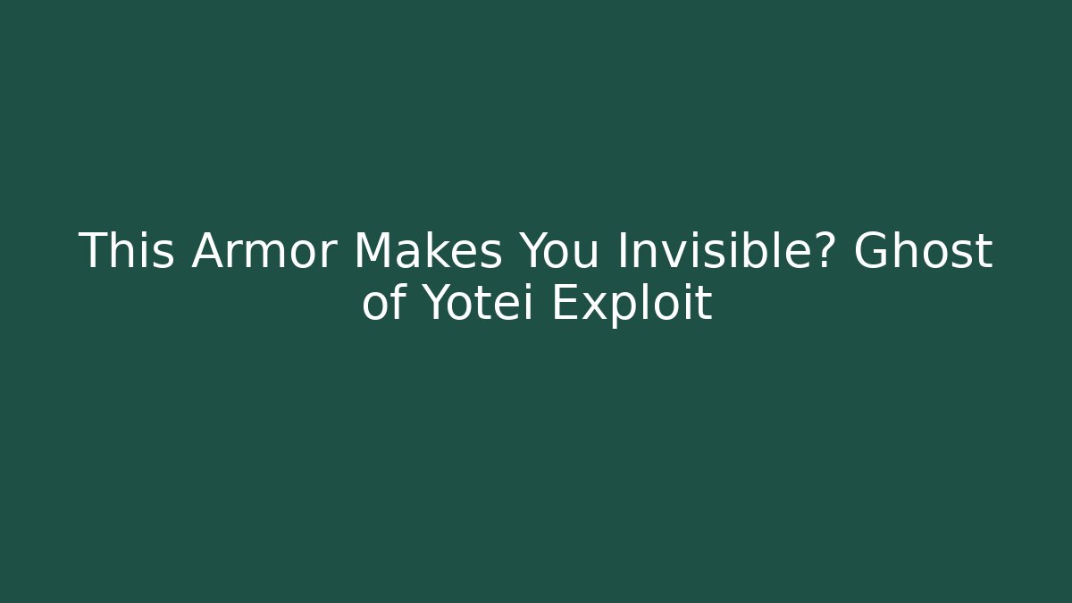 This Armor Makes You Invisible? Ghost of Yotei Exploit - Critter Realm
