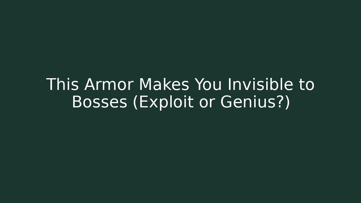 This Armor Makes You Invisible to Bosses (Exploit or Genius?) - Critter Realm
