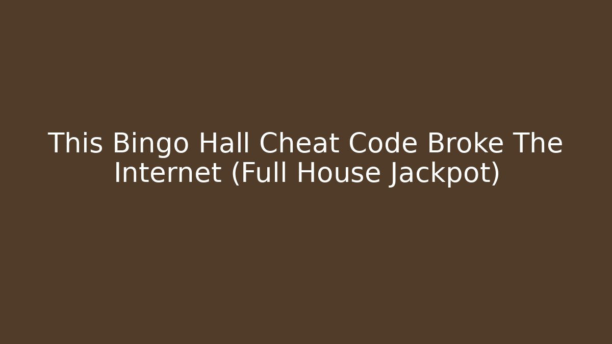 This Bingo Hall Cheat Code Broke The Internet (Full House Jackpot) - Critter Realm