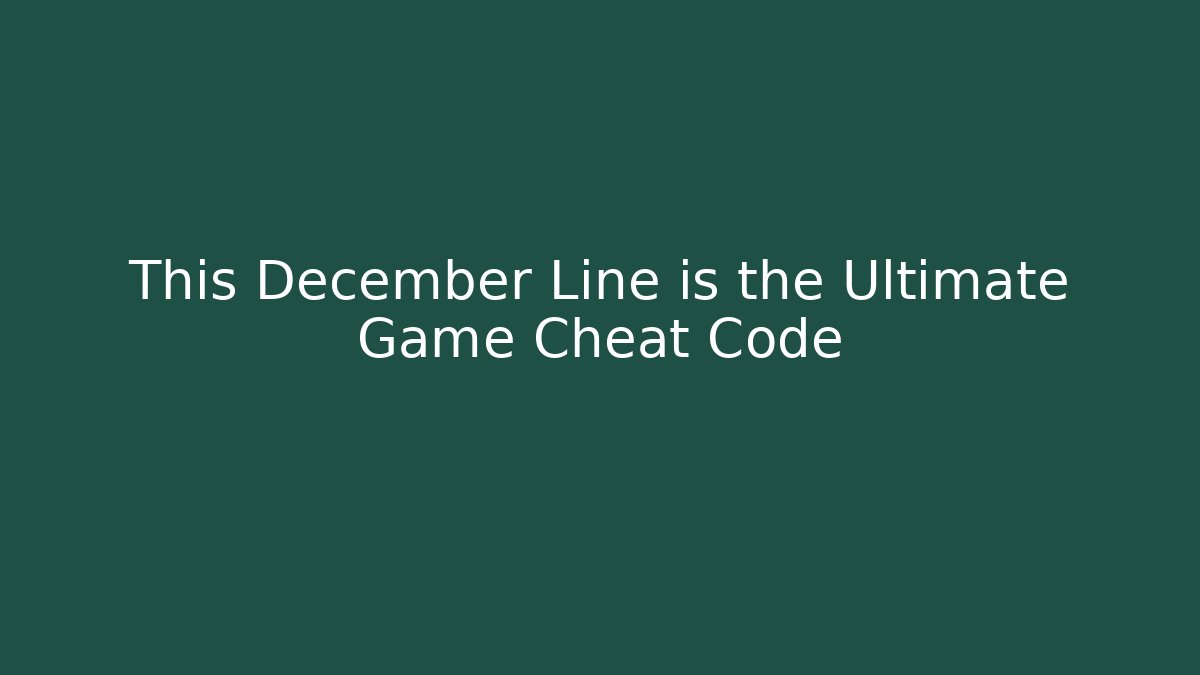 This December Line is the Ultimate Game Cheat Code - Critter Realm