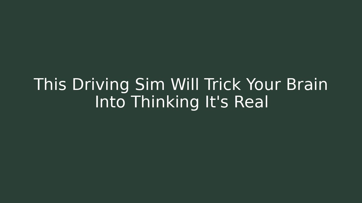 This Driving Sim Will Trick Your Brain Into Thinking It's Real - Critter Realm
