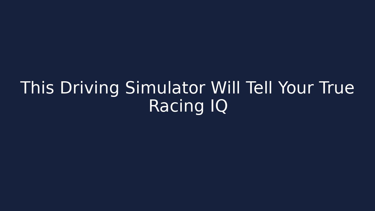 This Driving Simulator Will Tell Your True Racing IQ
