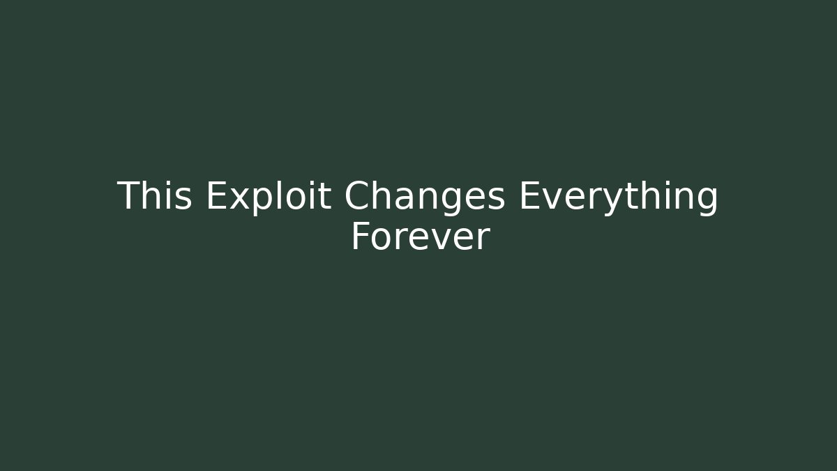 This Exploit Changes Everything Forever - Critter Realm
