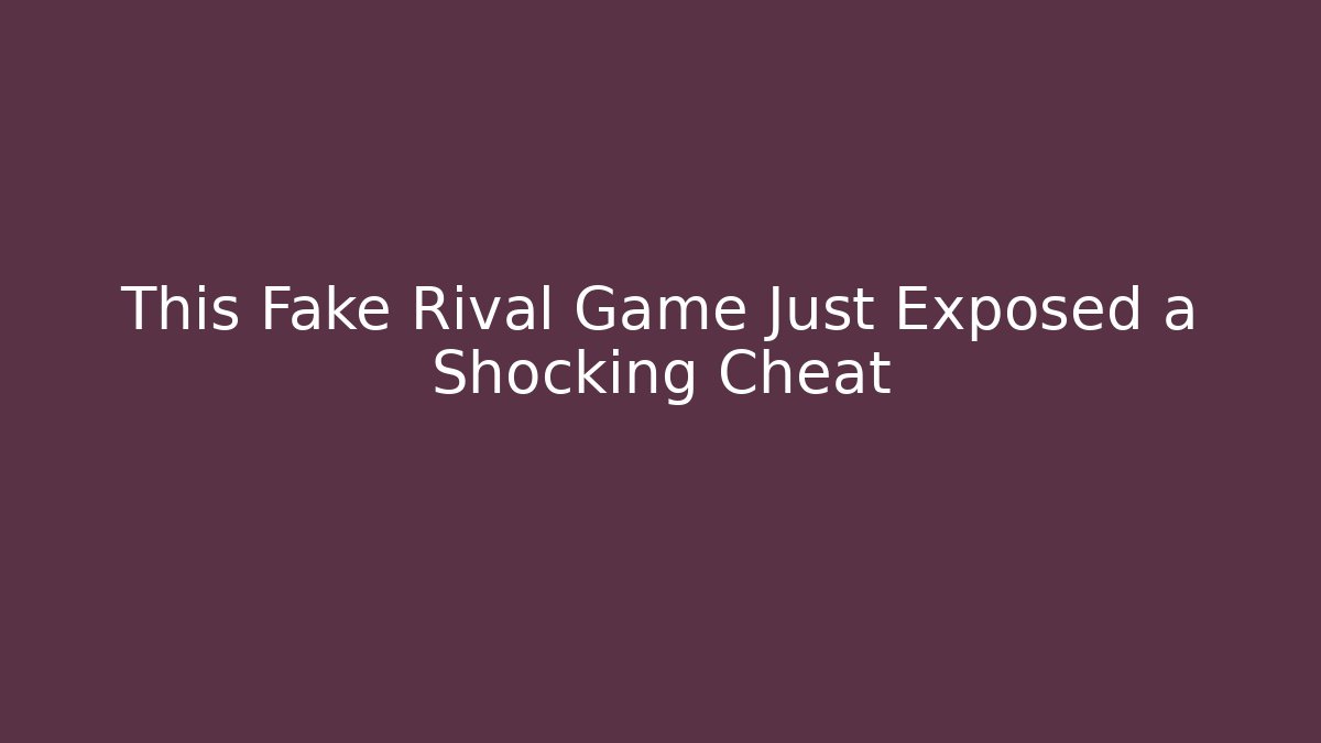 This Fake Rival Game Just Exposed a Shocking Cheat
