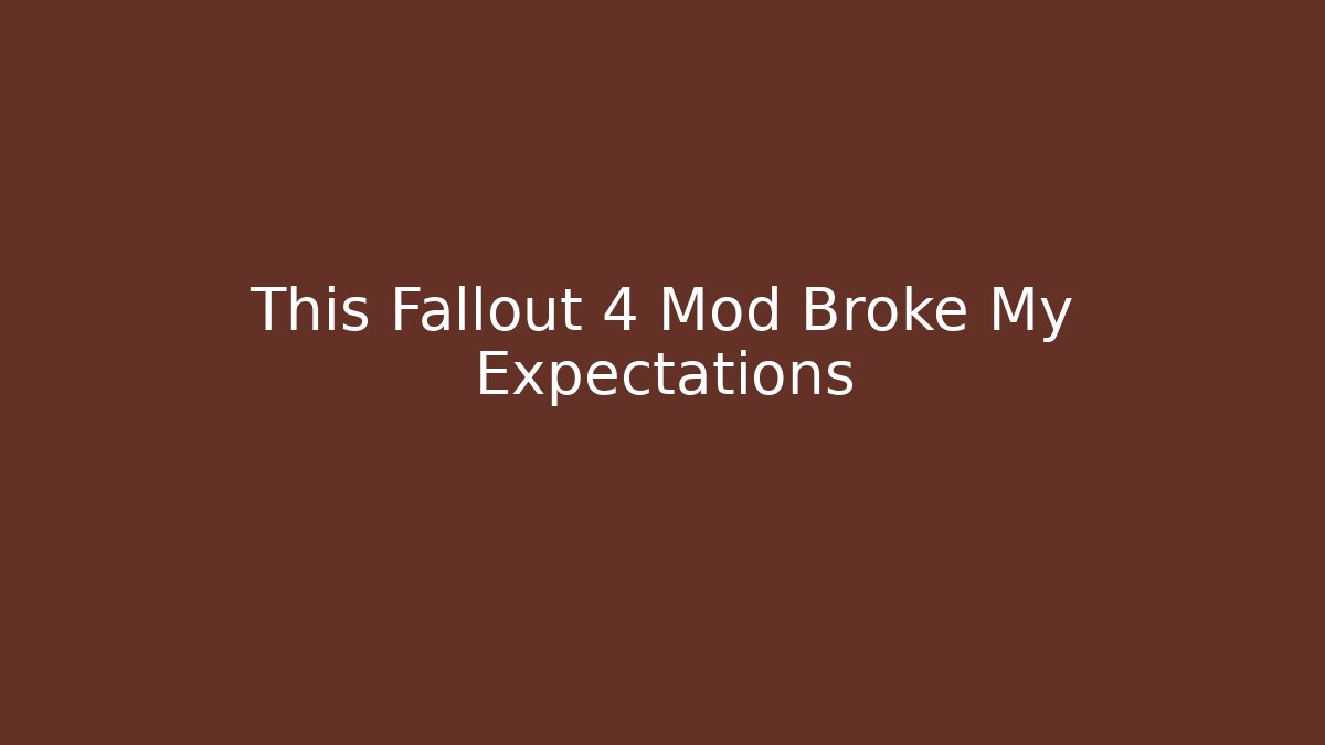 This Fallout 4 Mod Broke My Expectations - Critter Realm