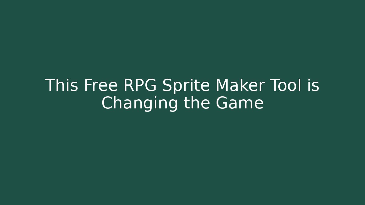 This Free RPG Sprite Maker Tool is Changing the Game - Critter Realm