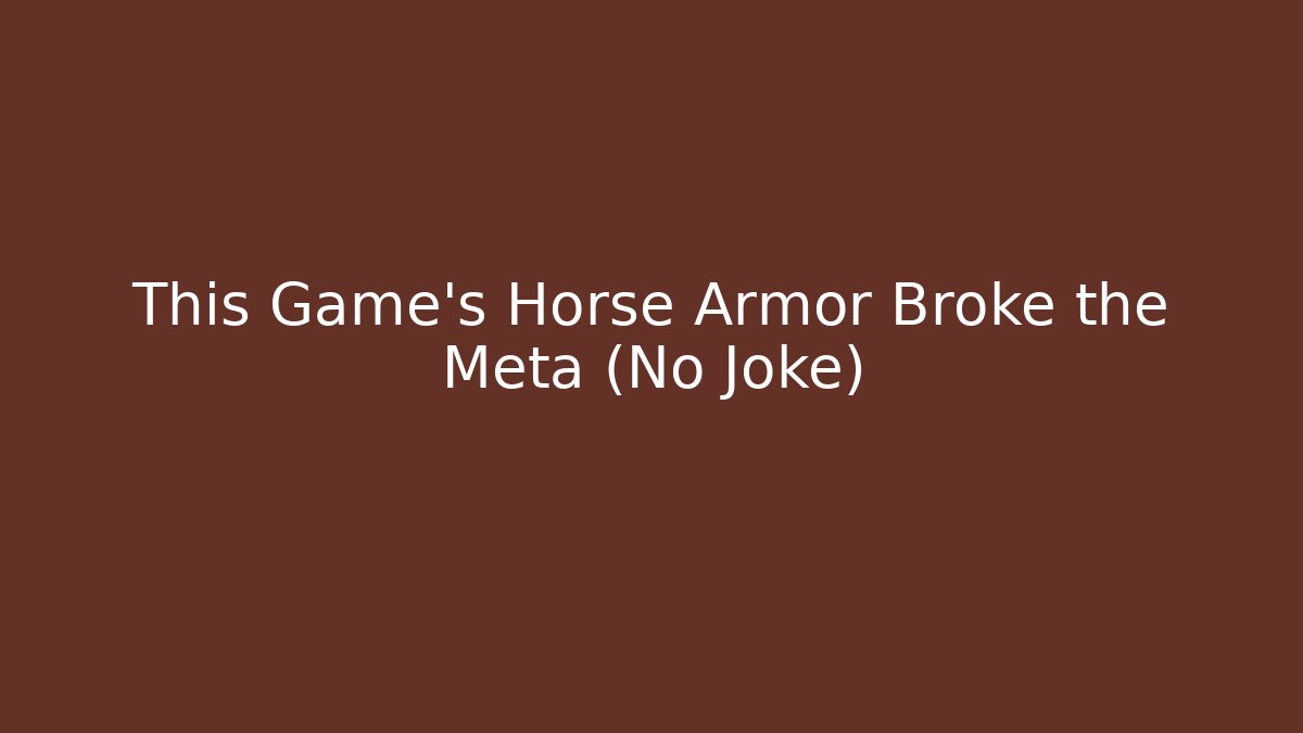 This Game's Horse Armor Broke the Meta (No Joke) - Critter Realm