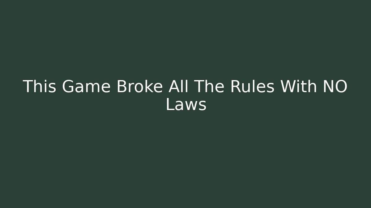 This Game Broke All The Rules With NO Laws - Critter Realm
