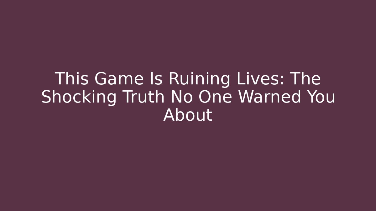 This Game Is Ruining Lives: The Shocking Truth No One Warned You About - Critter Realm