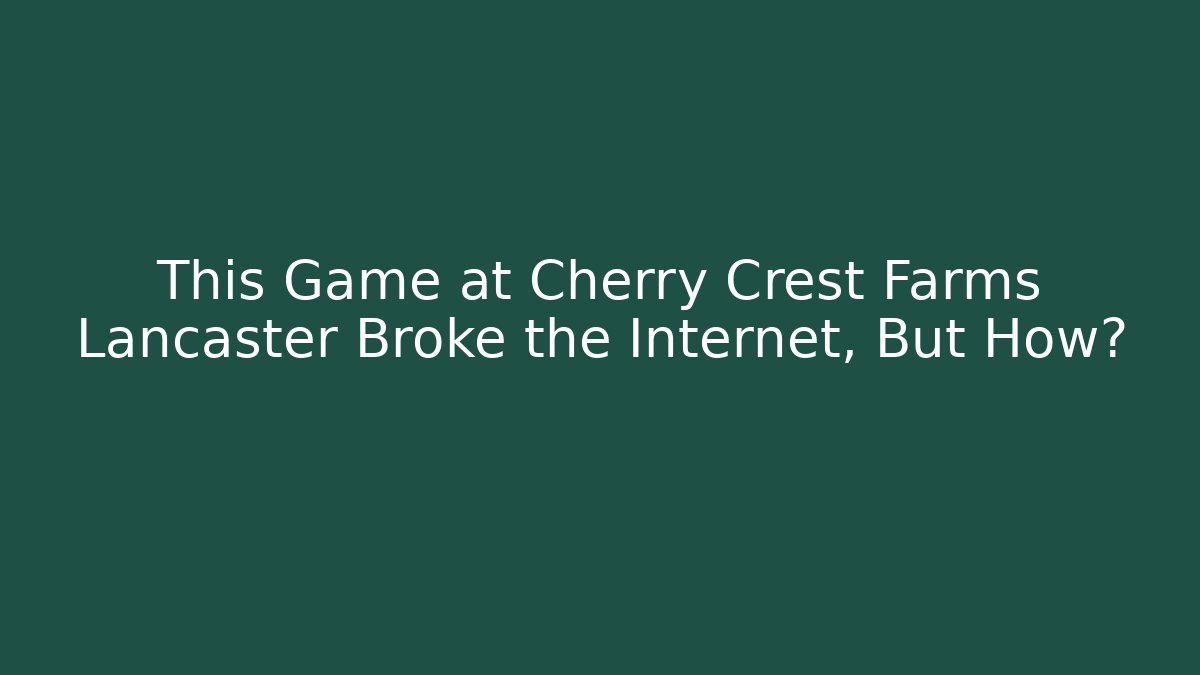 This Game at Cherry Crest Farms Lancaster Broke the Internet, But How?