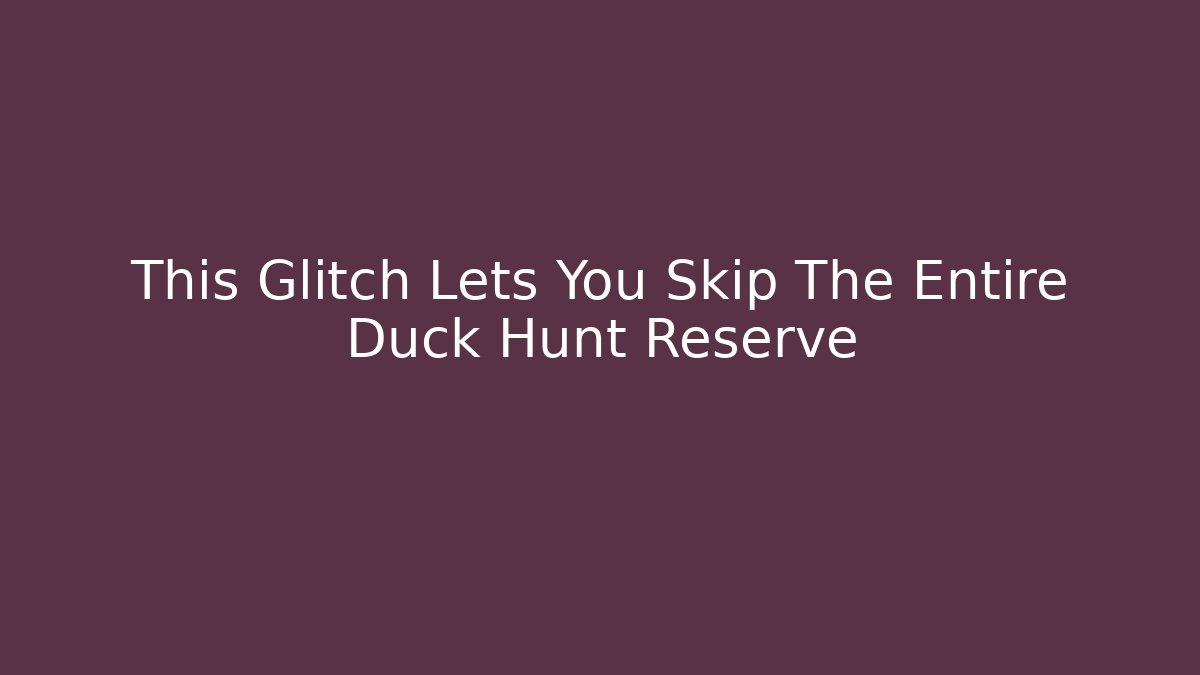 This Glitch Lets You Skip The Entire Duck Hunt Reserve