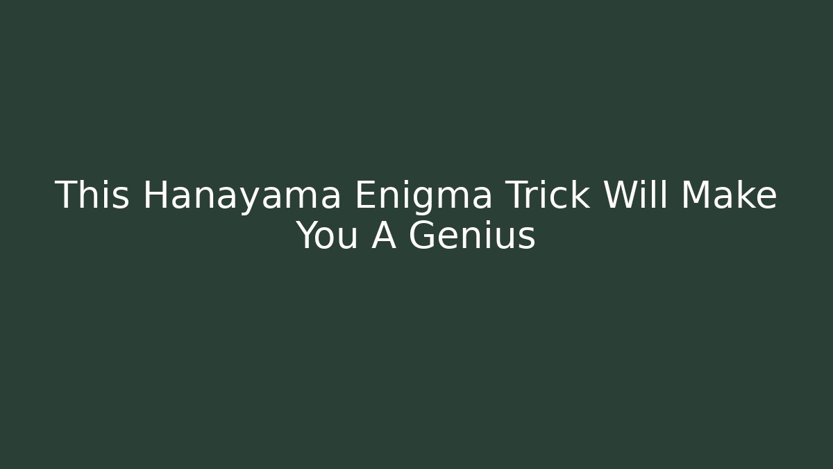 This Hanayama Enigma Trick Will Make You A Genius
