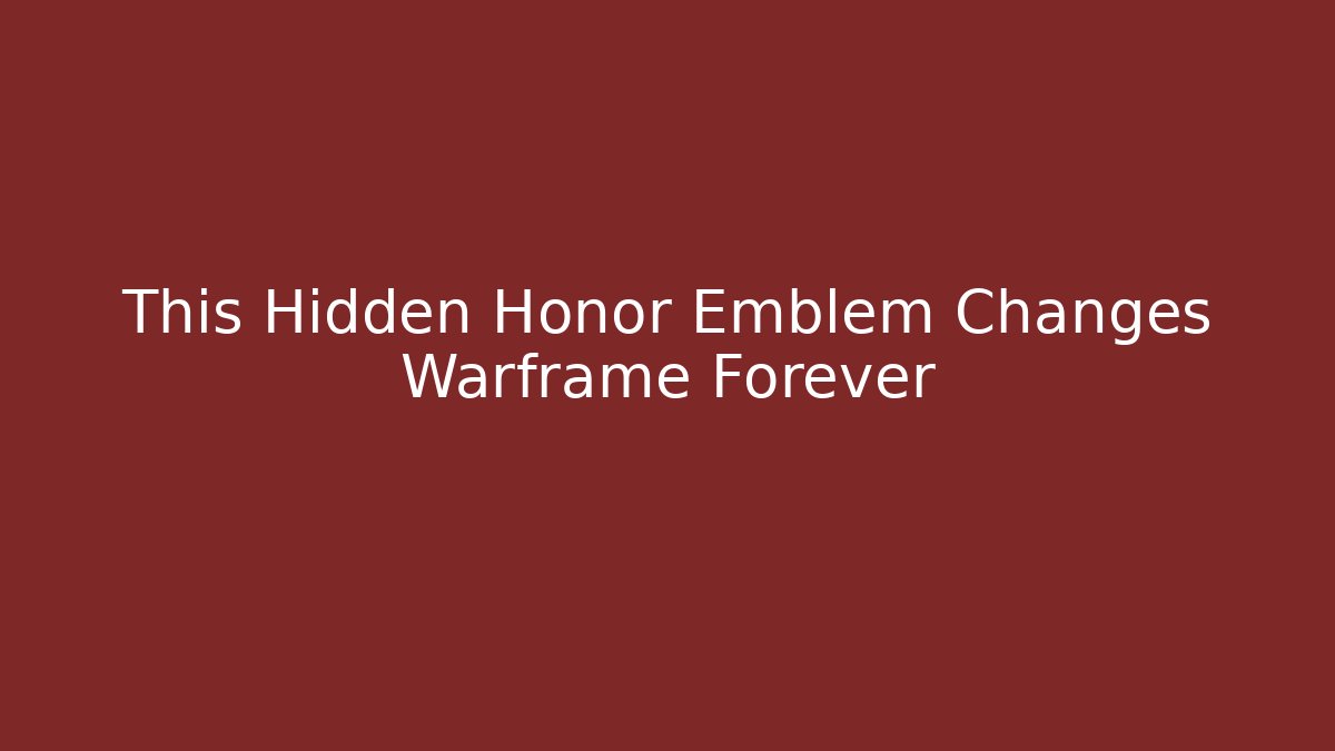 This Hidden Honor Emblem Changes Warframe Forever