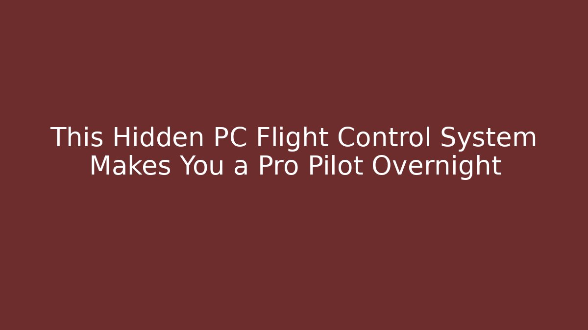 This Hidden PC Flight Control System Makes You a Pro Pilot Overnight