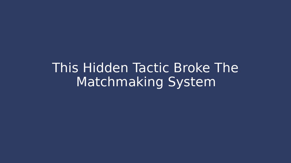 This Hidden Tactic Broke The Matchmaking System - Critter Realm