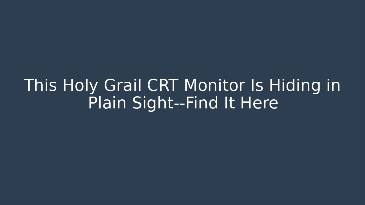 This Holy Grail CRT Monitor Is Hiding in Plain Sight—Find It Here