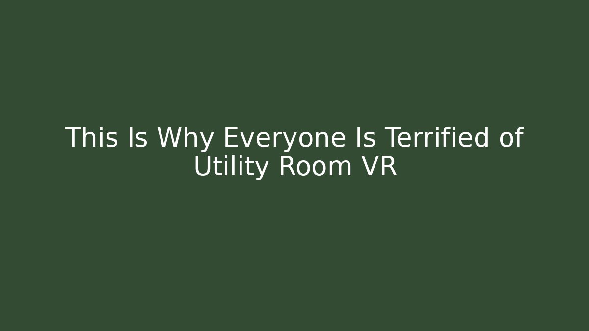 This Is Why Everyone Is Terrified of Utility Room VR