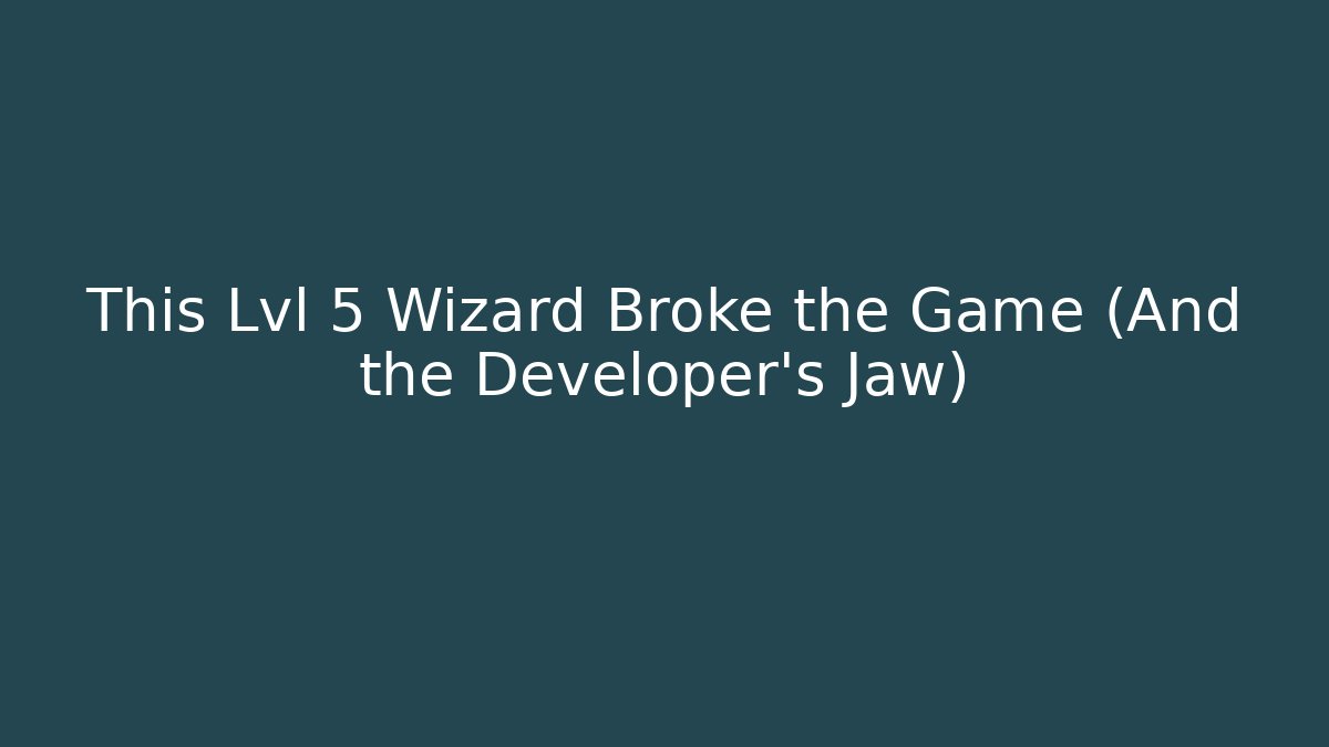 This Lvl 5 Wizard Broke the Game (And the Developer's Jaw) - Critter Realm