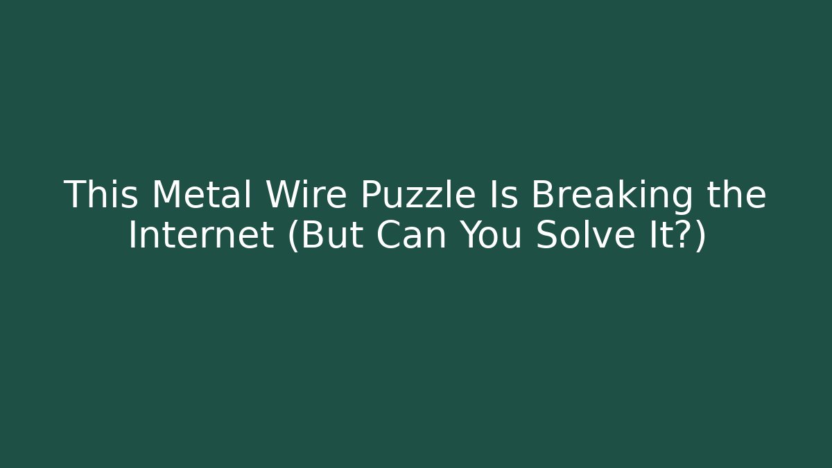 This Metal Wire Puzzle Is Breaking the Internet (But Can You Solve It?)