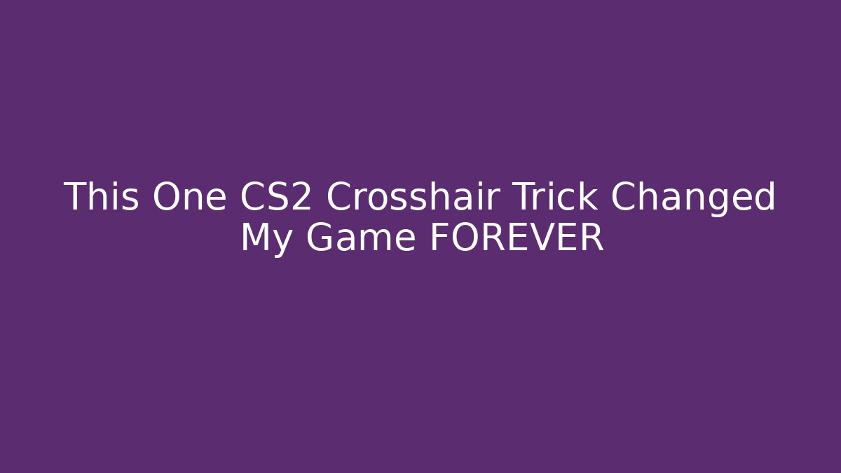 This One CS2 Crosshair Trick Changed My Game FOREVER