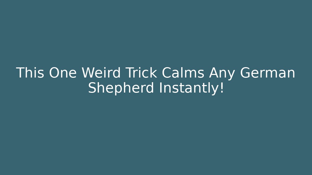 This One Weird Trick Calms Any German Shepherd Instantly! - Critter Realm