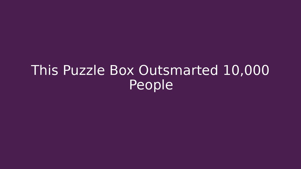 This Puzzle Box Outsmarted 10,000 People