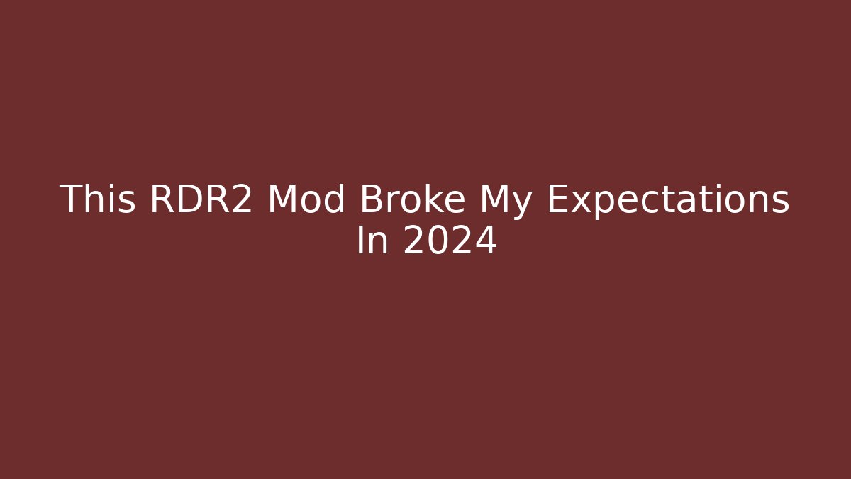 This RDR2 Mod Broke My Expectations In 2024 - Critter Realm