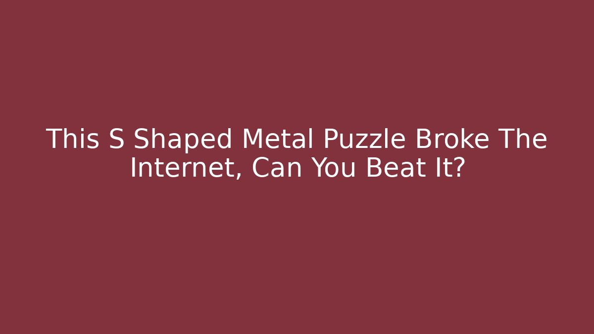 This S Shaped Metal Puzzle Broke The Internet, Can You Beat It?