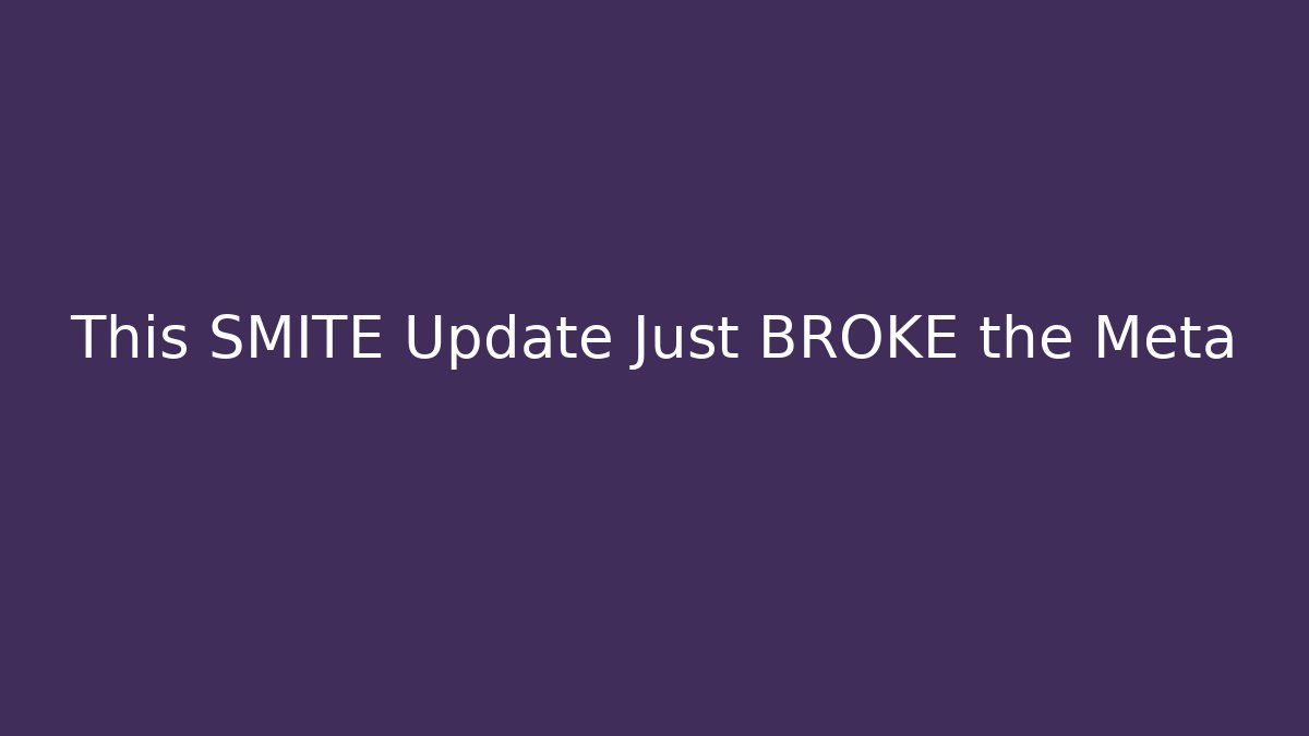 This SMITE Update Just BROKE the Meta - Critter Realm