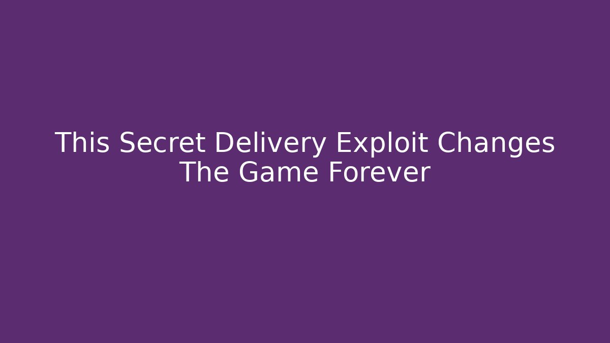 This Secret Delivery Exploit Changes The Game Forever - Critter Realm