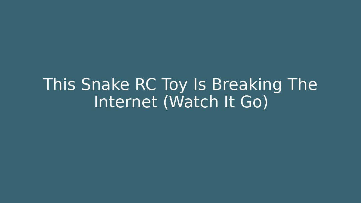 This Snake RC Toy Is Breaking The Internet (Watch It Go)