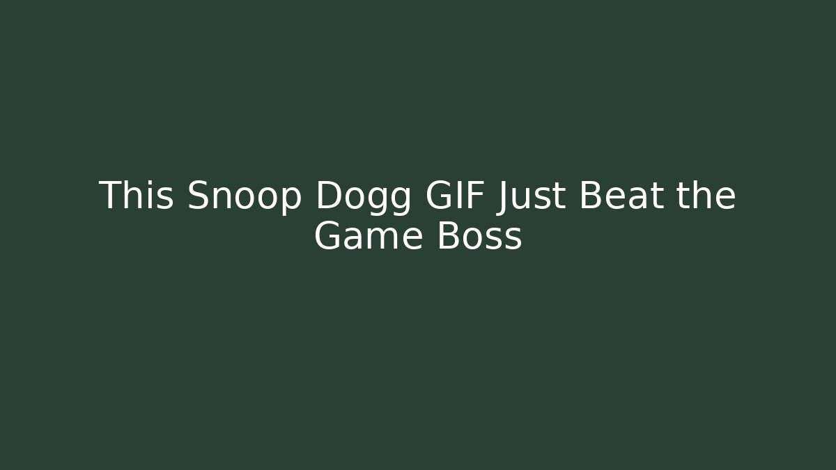 This Snoop Dogg GIF Just Beat the Game Boss