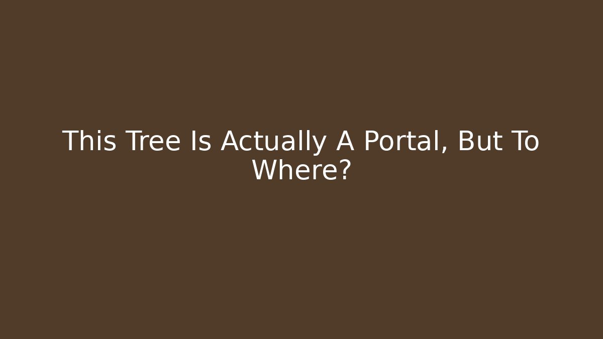 This Tree Is Actually A Portal, But To Where?