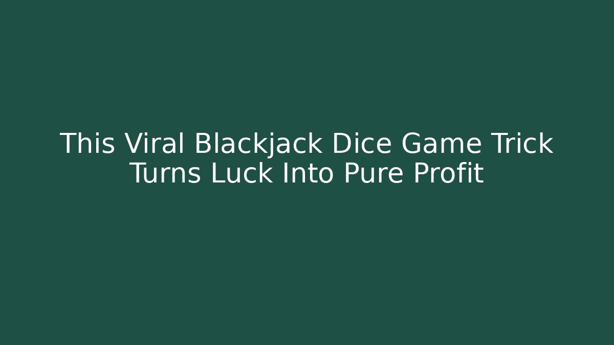 This Viral Blackjack Dice Game Trick Turns Luck Into Pure Profit