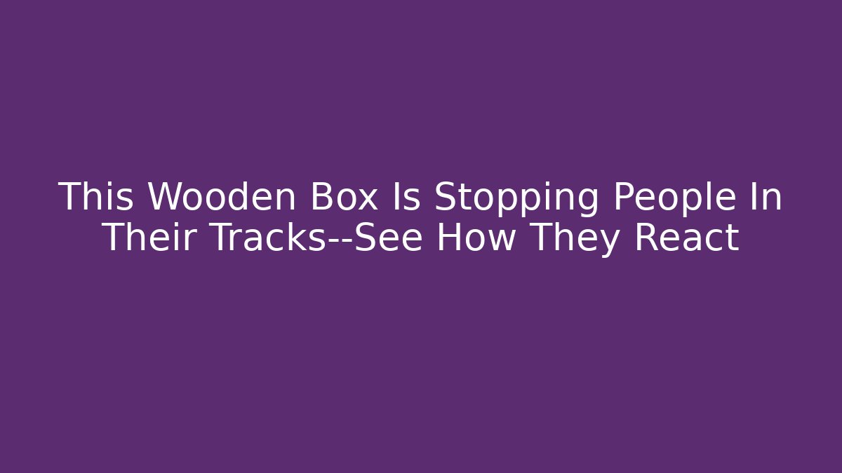 This Wooden Box Is Stopping People In Their Tracks—See How They React