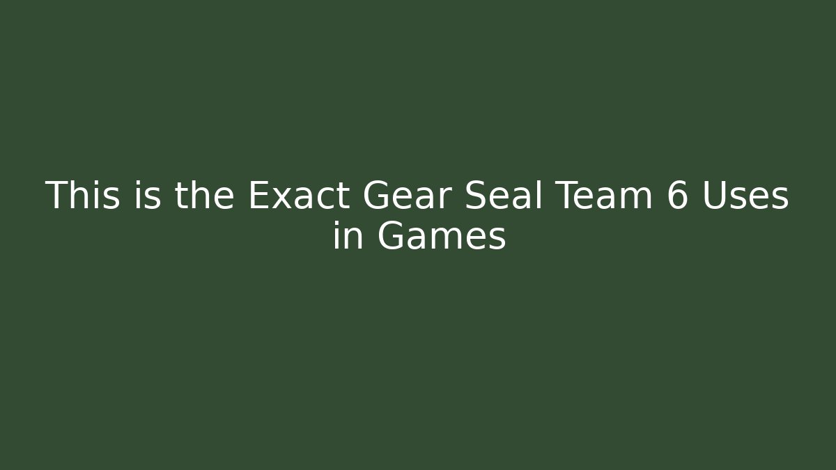 This is the Exact Gear Seal Team 6 Uses in Games