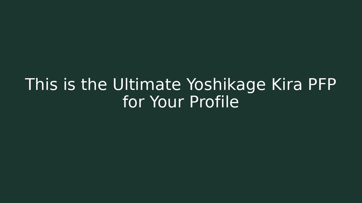 This is the Ultimate Yoshikage Kira PFP for Your Profile