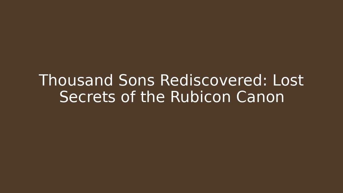 Thousand Sons Rediscovered: Lost Secrets of the Rubicon Canon