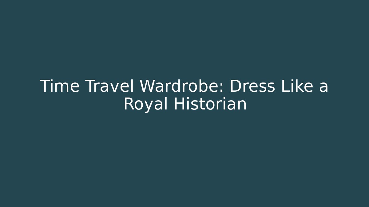 Time Travel Wardrobe: Dress Like a Royal Historian