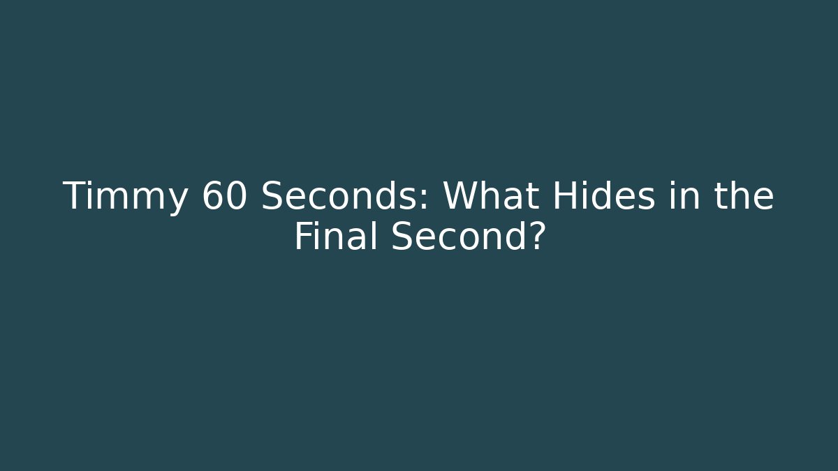 Timmy 60 Seconds: What Hides in the Final Second? - Critter Realm