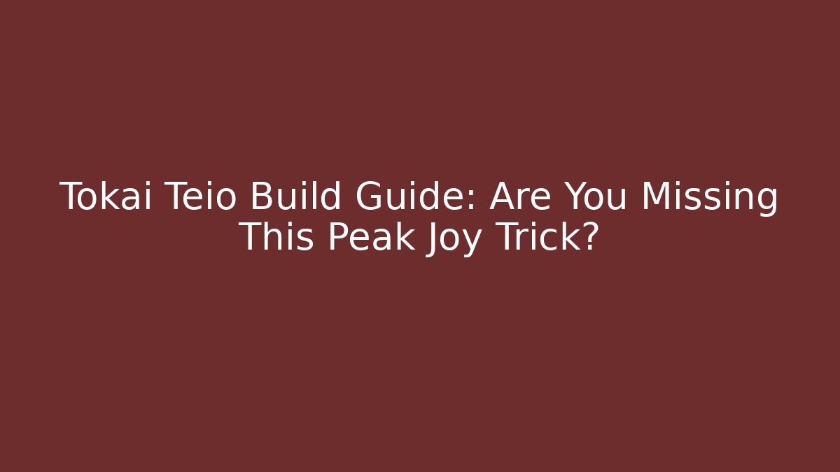Tokai Teio Build Guide: Are You Missing This Peak Joy Trick?
