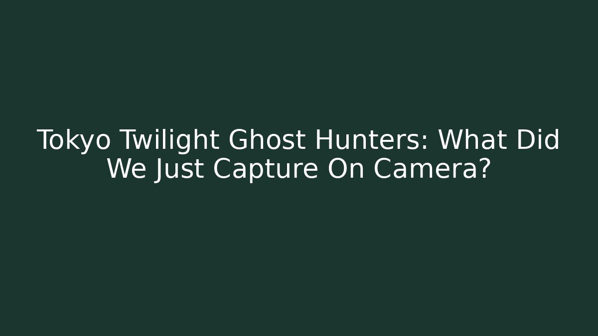 Tokyo Twilight Ghost Hunters: What Did We Just Capture On Camera?