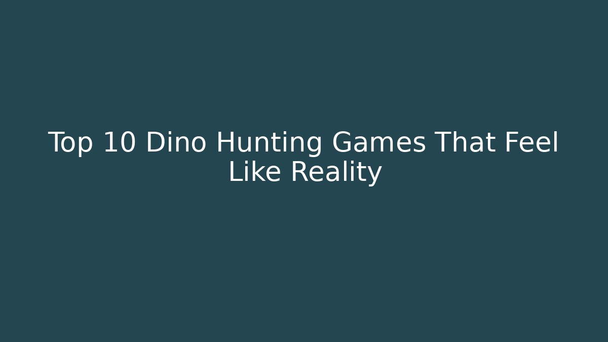 Top 10 Dino Hunting Games That Feel Like Reality