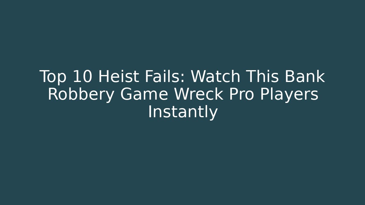 Top 10 Heist Fails: Watch This Bank Robbery Game Wreck Pro Players Instantly