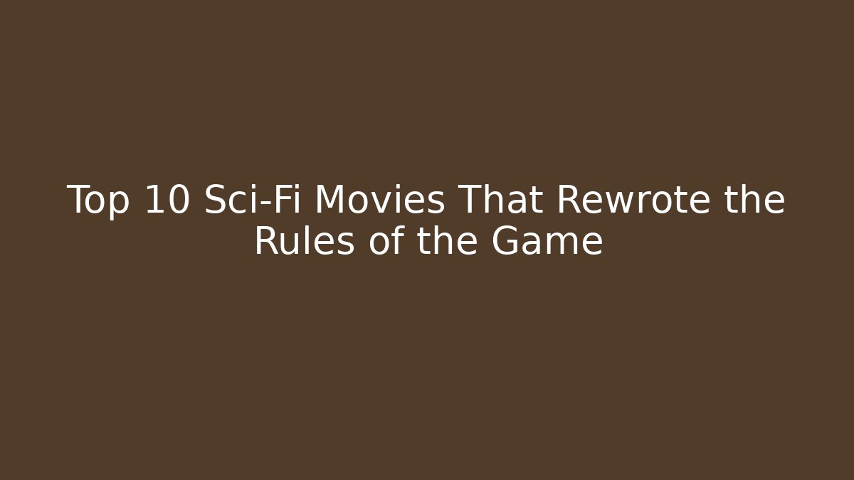 Top 10 Sci-Fi Movies That Rewrote the Rules of the Game
