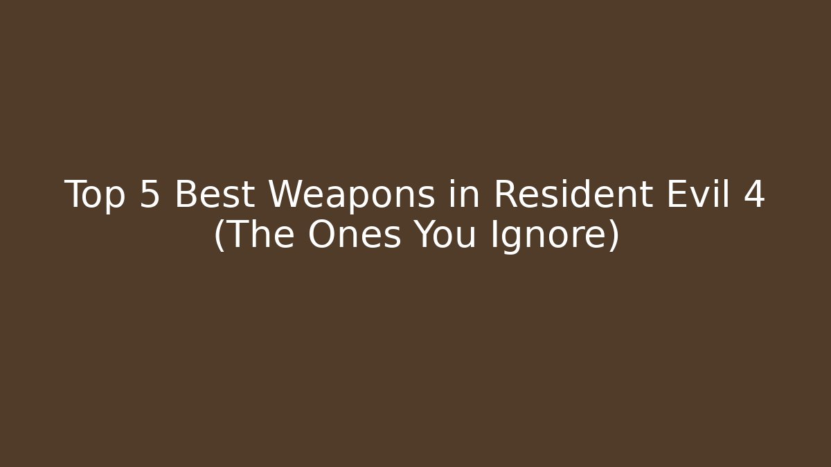 Top 5 Best Weapons in Resident Evil 4 (The Ones You Ignore)