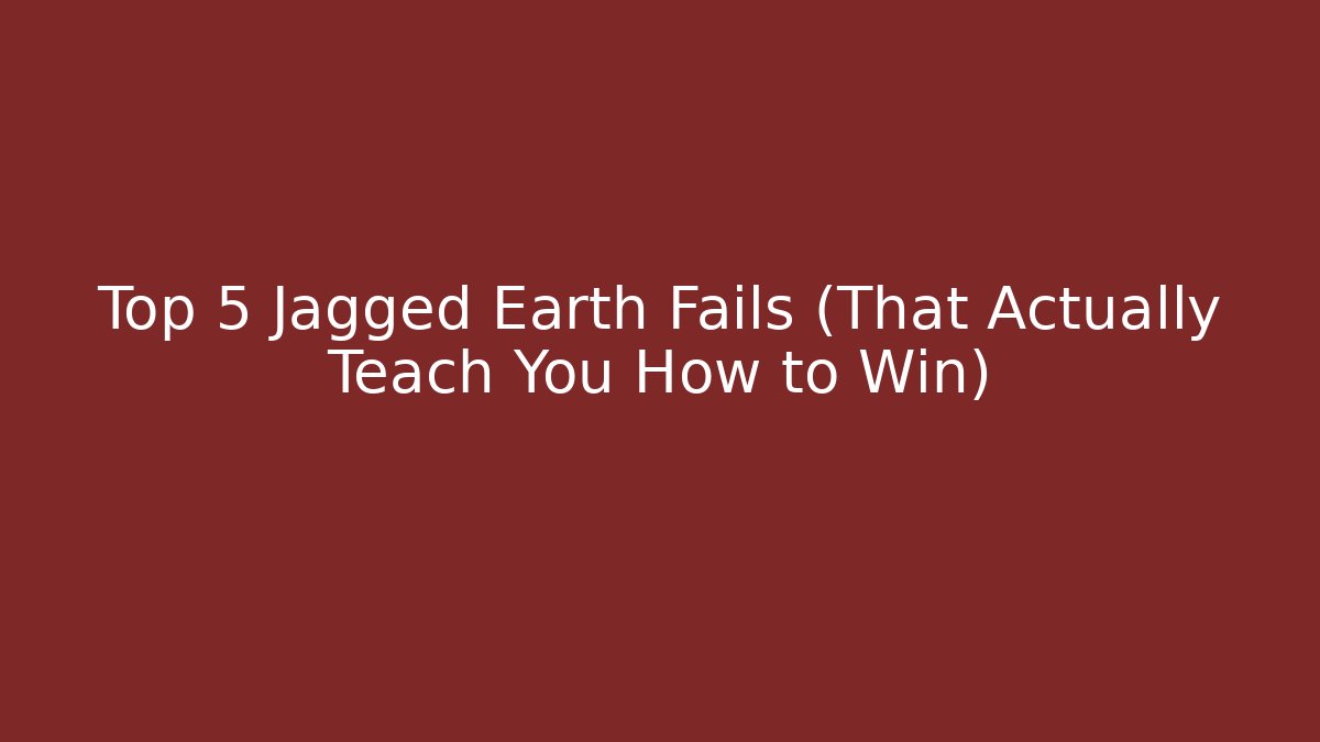 Top 5 Jagged Earth Fails (That Actually Teach You How to Win)
