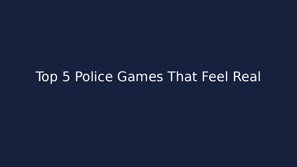 Top 5 Police Games That Feel Real