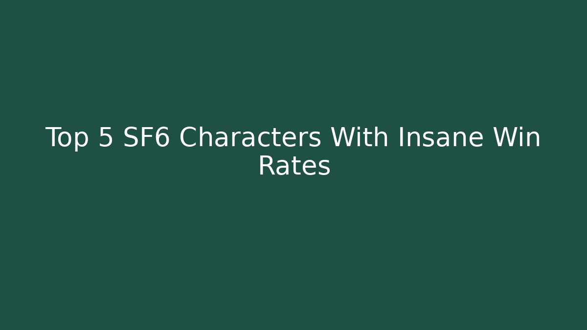 Top 5 SF6 Characters With Insane Win Rates